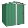 DodiOnline Garden Metal Tool Storage Shed with Sliding Door, Sloped Roof and Floor Foundation, 152 x 132 x 188cm, Green