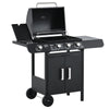 DodiOnline Gas Burner Barbecue Grill 3+1 Burner Garden BBQ Trolley w/ Side Burner Warming Rack Side Shelves Storage Cabinet Piezo Ignition Thermometer 110x50x100cm