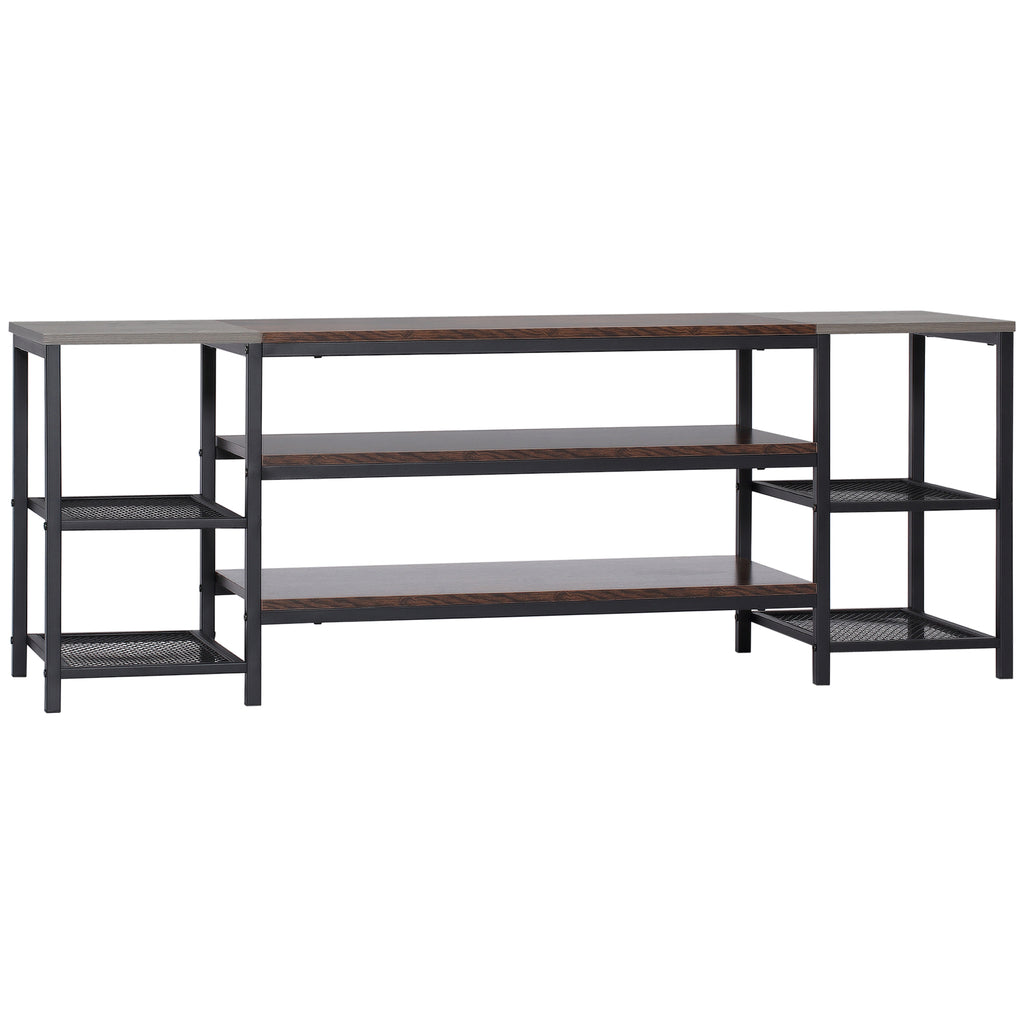 DodiOnline TV Unit Cabinet for TVs up to 60 Inches, Industrial TV Stand with Storage Shelves for Living Room, Brown and Grey