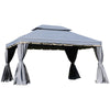 DodiOnline 3 x 4m Aluminium Garden Gazebo, Marquee Canopy Shelter Pavilion Party Tent with Nets and Curtains for Garden and Deck, Grey