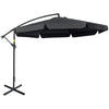 DodiOnline 2.7m Garden Banana Parasol Cantilever Umbrella with Crank Handle and Cross Base for Outdoor, Hanging Sun Shade, Black