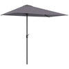 DodiOnline Balcony Half Parasol Semi Round Umbrella Patio Crank Handle (2.3 m, Grey)- NO BASE INCLUDED