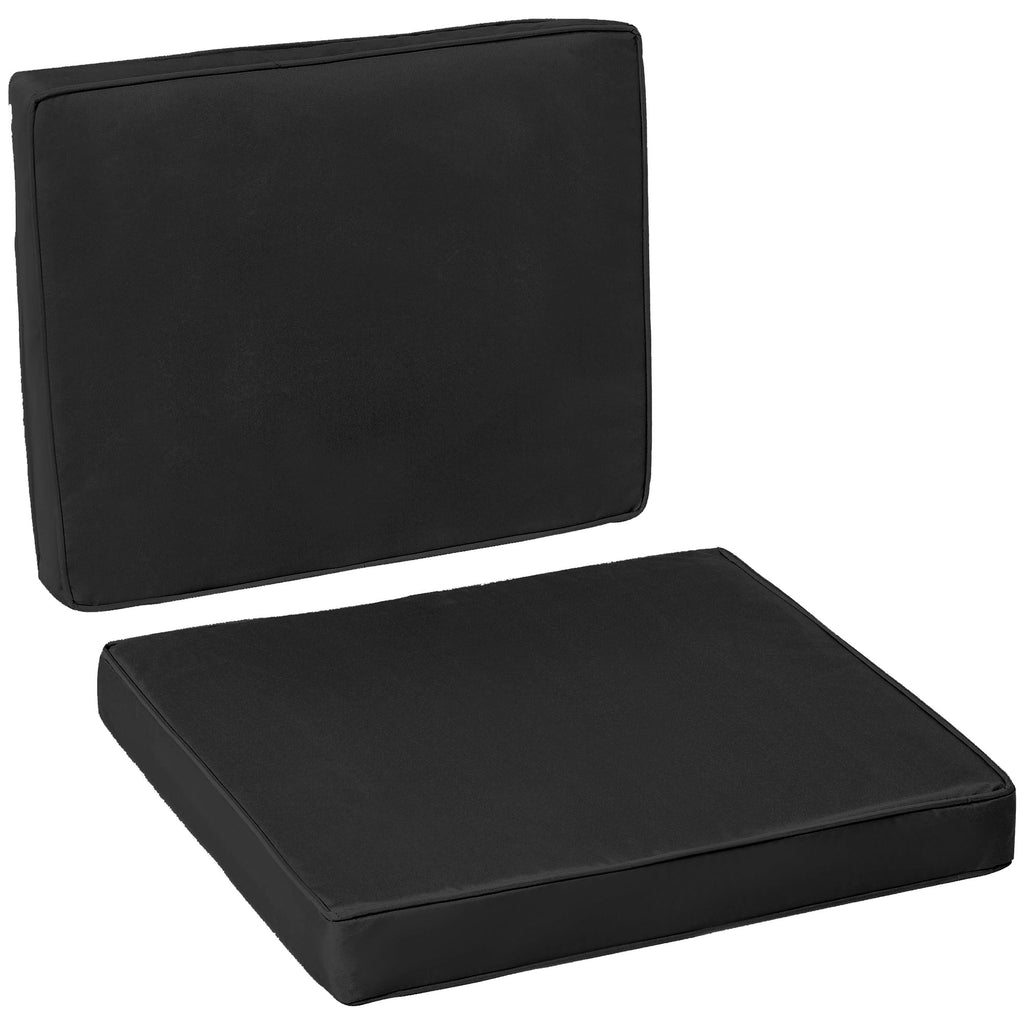 DodiOnline 2 Piece Garden Chair Cushions with 1 Seat Cushion 1 Back Pad for Rattan Sofa Chair, Outdoor Seat Pads for Indoor and Outdoor Use, Black