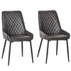 DodiOnline Retro Dining Chair Set of 2, PU Leather Upholstered Side Chairs for Kitchen Living Room with Metal Legs, Grey