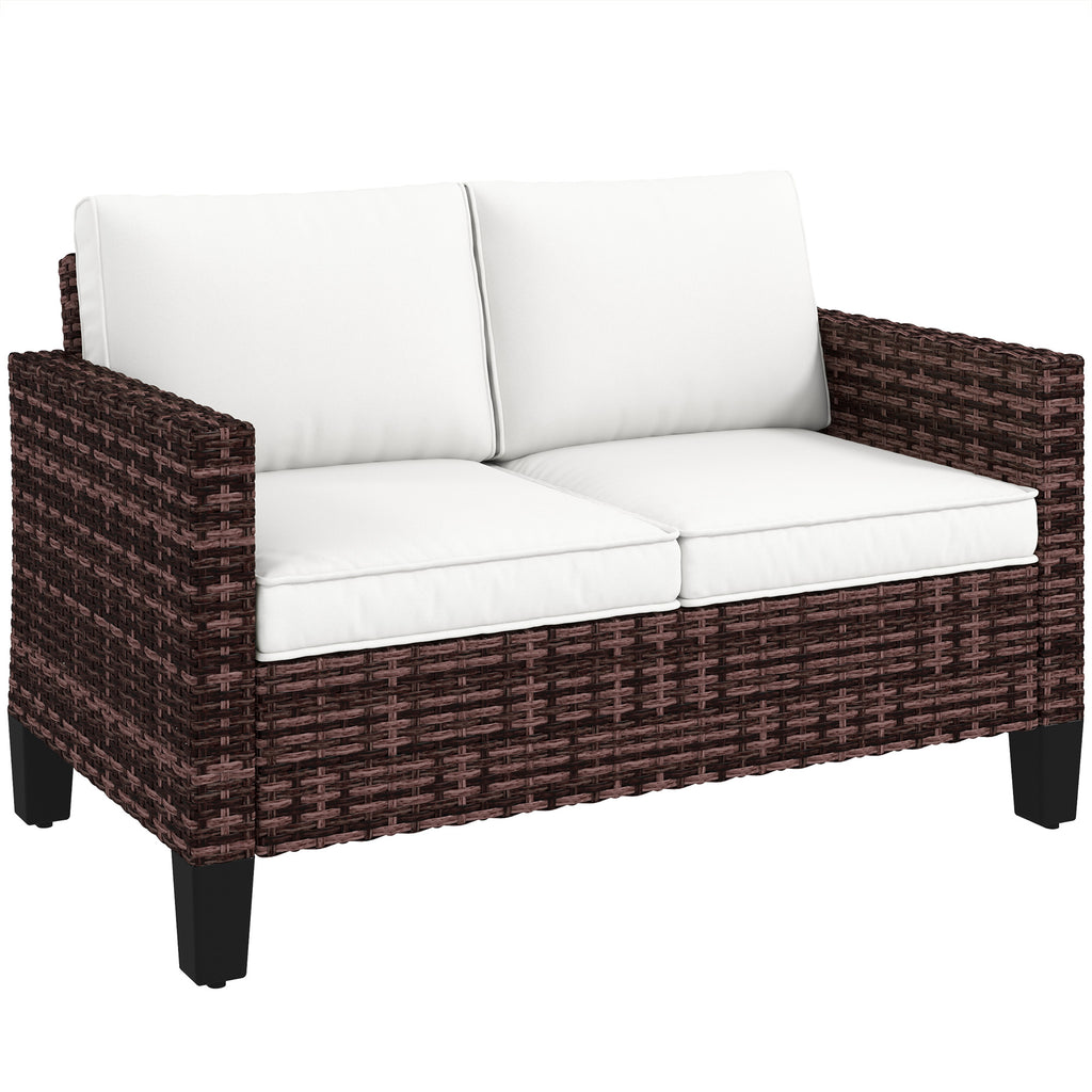 DodiOnline Two-Seater Rattan Outdoor Sofa - Brown