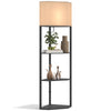 DodiOnline Corner Floor Lamp with Shelves, Modern Tall Standing Lamps for Living Room, Bedroom, with Chain Switch Bulb not Included, Black