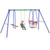 DodiOnline Three-In-One Kids Metal Swing Set with Swing, Glider, Rocking Chair Swing, for Ages 3+ years - Orange and Blue