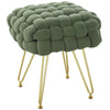 DodiOnline Velvet-Feel Bold Woven Footstool - Green