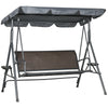 DodiOnline 3 Seater Swing Chair, Garden Swing Seat Bench with Adjustable Canopy, Rattan Seat, and Steel Frame for Patio, Yard