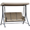 DodiOnline 3 Seater Garden Swing Seat Outdoor Swing Chair with High Back Design, Steel Frame, Side Pouches, Adjustable Canopy, Brown