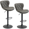 DodiOnline Bar Stools, Set of 2 Breakfast Bar Chairs, Swivel Barstools with Backrest and Footrest, Steel Frame Diamond Pattern PU, for Kitchen Counter, Dining Room, Dark Grey