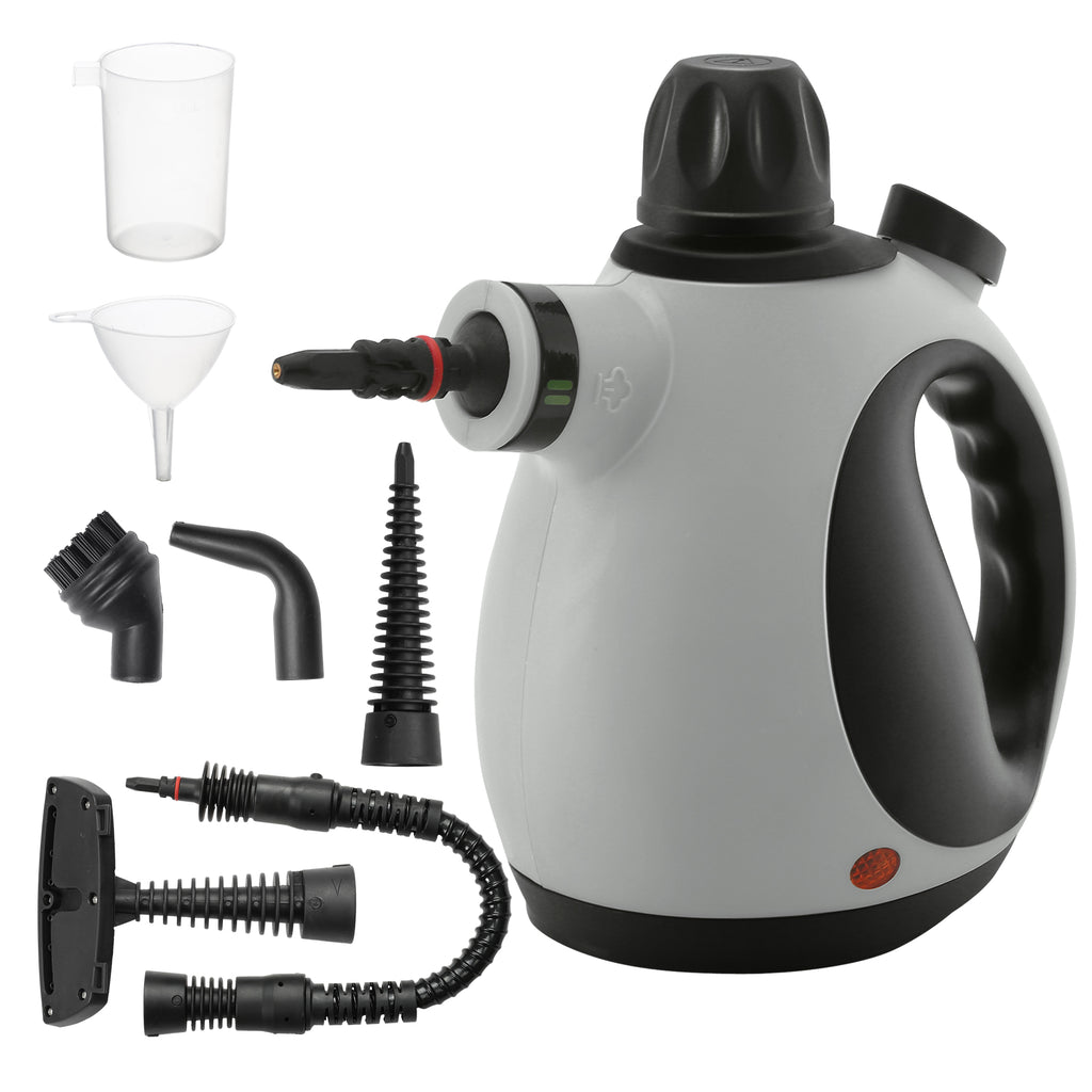 DodiOnline Handheld Steam Cleaner for Chemical Free Cleaning, Portable Multi-purpose Steamer with 9 Pieces Accessory for Kitchen, Bathroom, Window, Car Seat, Carpet, Sofa, 1050W, 350ML Tank, Grey