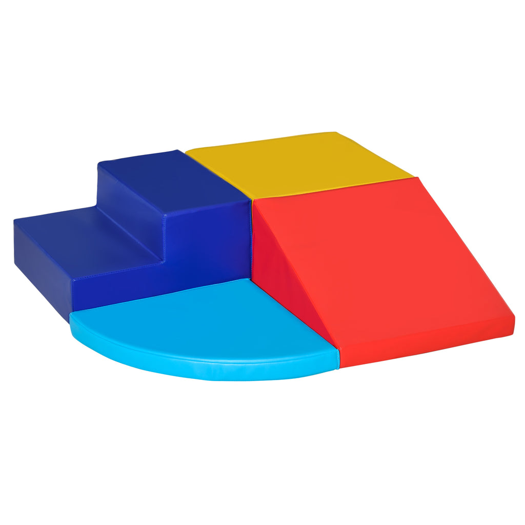 DodiOnline Soft Play 4-piece Climb and Crawl Foam Toddler Stairs and Ramp Colorful Children's Educational Software Activity Toys for Baby Preschooler