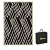 DodiOnline Plastic Straw Reversible RV Outdoor Rug with LED String Light, 182 x 274cm, Black and Coffee