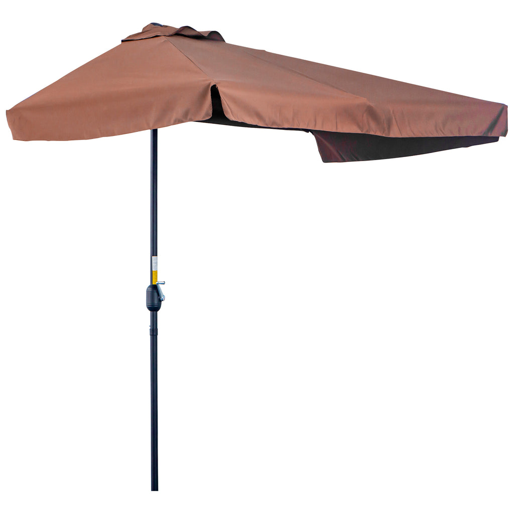 DodiOnline 2.3m Half-Square Parasol, for Balconies and Walls - Brown