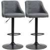 DodiOnline Modern Adjustable Bar Stools Set of 2, Swivel Fabric Barstools with Footrest, Armrests and Back, for Kitchen Counter and Dining Room, Dark Grey