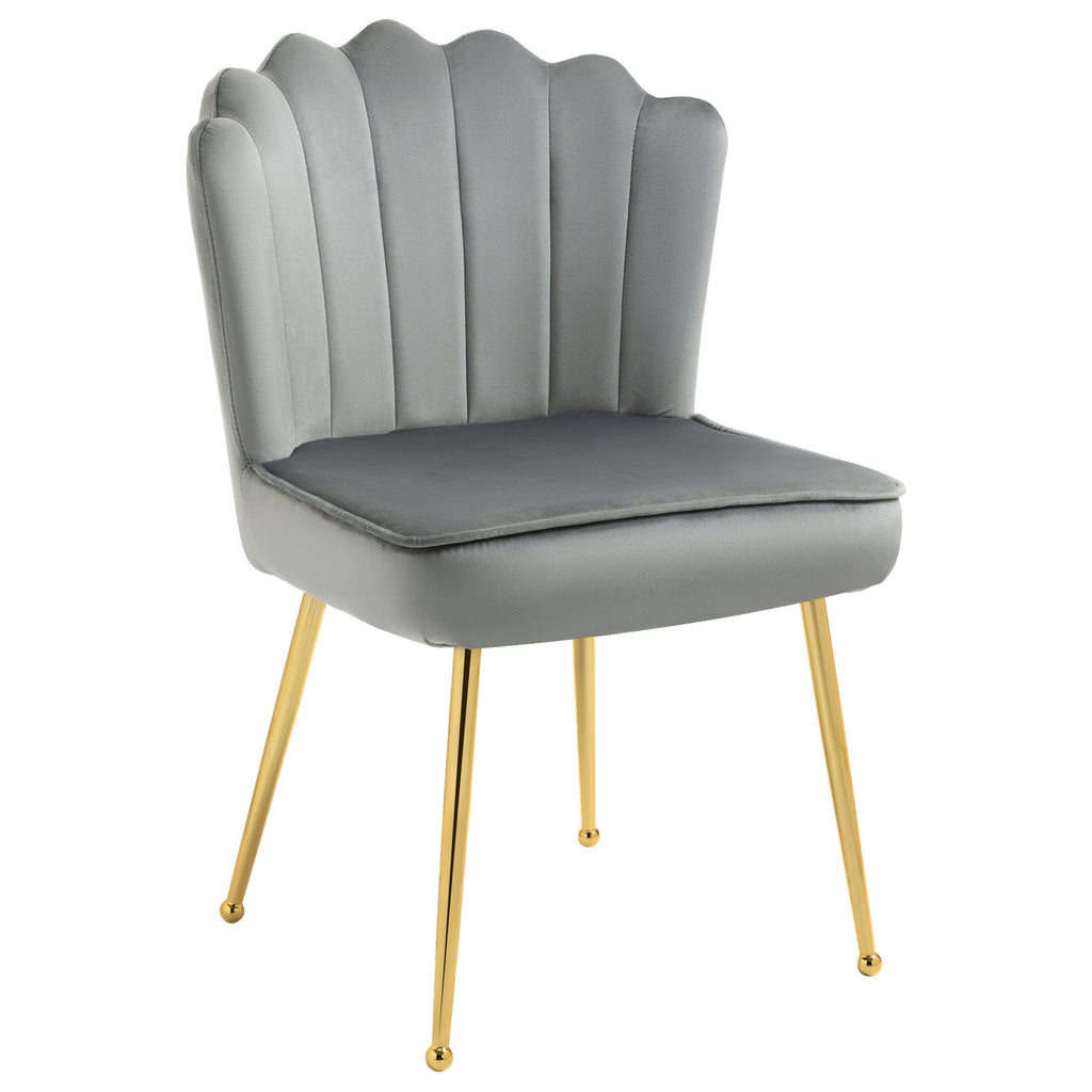 DodiOnline Velvet-Feel Shell Accent Chair - Grey