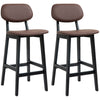 DodiOnline Bar Stools Set of 2, Contemporary Breakfast Bar Chairs, Faux Leather Upholstered Kitchen Stools with Backs and  Solid Wood Legs, Brown