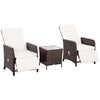 DodiOnline 3 Pieces Rattan Bistro Set Balcony Furniture with Cushions, Storage Function - Mixed-Brown