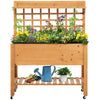 DodiOnline Wooden Planter Raised Elevated Garden Bed with 2 Shelves for Vegetables Flowers