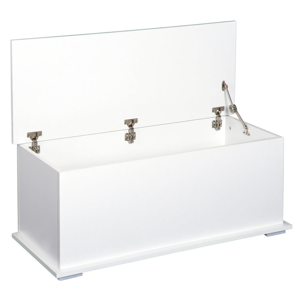 DodiOnline 113L Storage Chest, Storage Box with Flip-Top Lid and 2 Safety Hinges, Storage Trunk for Living Room, Entryway, 100 x 40 x 40 cm, White