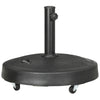 DodiOnline 23.5kg Resin Garden Parasol Base with Wheels and Retractable Handles, Round Outdoor Market Umbrella Stand Weight for Poles of ?38mm to ?48mm, Black