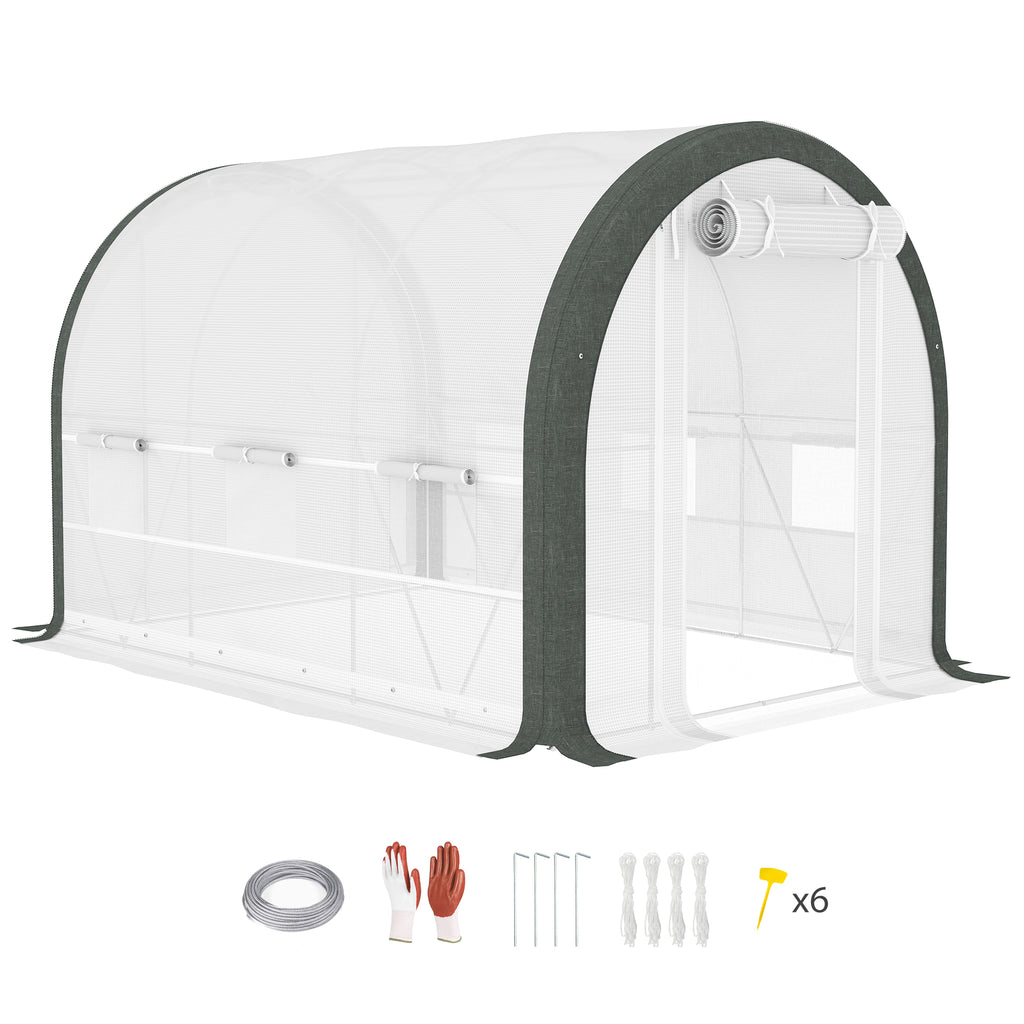 DodiOnline 3 x 2(m) Walk-In Tunnel Greenhouse, with Accessories - White