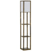 DodiOnline 3-Tier Floor Lamp, Floor Light with Storage Shelf, Reading Standing Lamp with Acrylic Shade for Living Room, Bedroom, Kitchen, Dining Room, Office, Dorm, 160cm, Brown