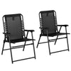 DodiOnline 2 Pcs Patio Folding Chair Set, Outdoor Portable Loungers for Camping Pool Beach Deck, Lawn w/ Armrest Steel Frame Black