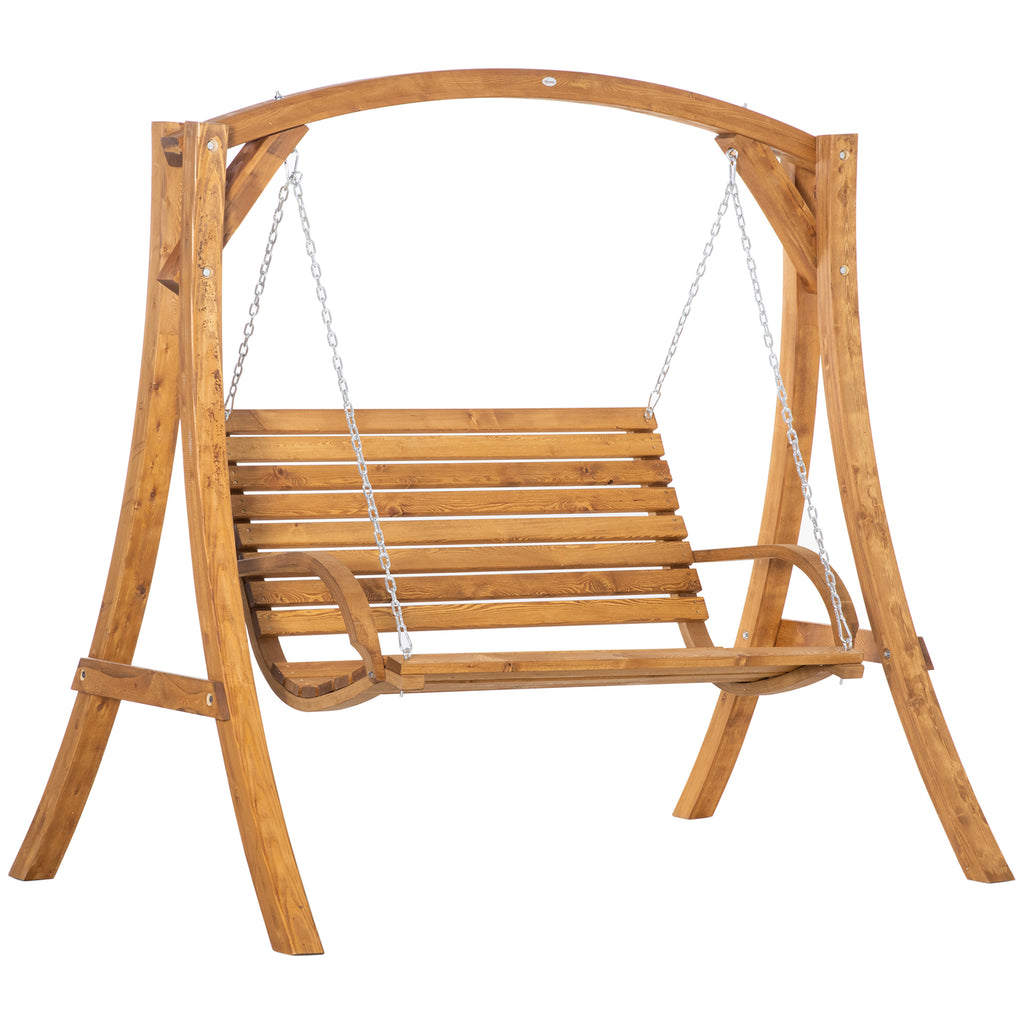 DodiOnline 2 Seater Garden Swing Seat Swing Chair, Outdoor Wooden Swing Bench Seat