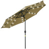 DodiOnline 2.7m Patio Garden Umbrella Outdoor Parasol with Tilt Crank and 24 LEDs Lights (Brown)