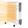 DodiOnline 2500W Oil Filled Radiator, 11 Fin, Portable Electric Heater with 3 Heat Settings, Safety Cut-Off and Wheels, White