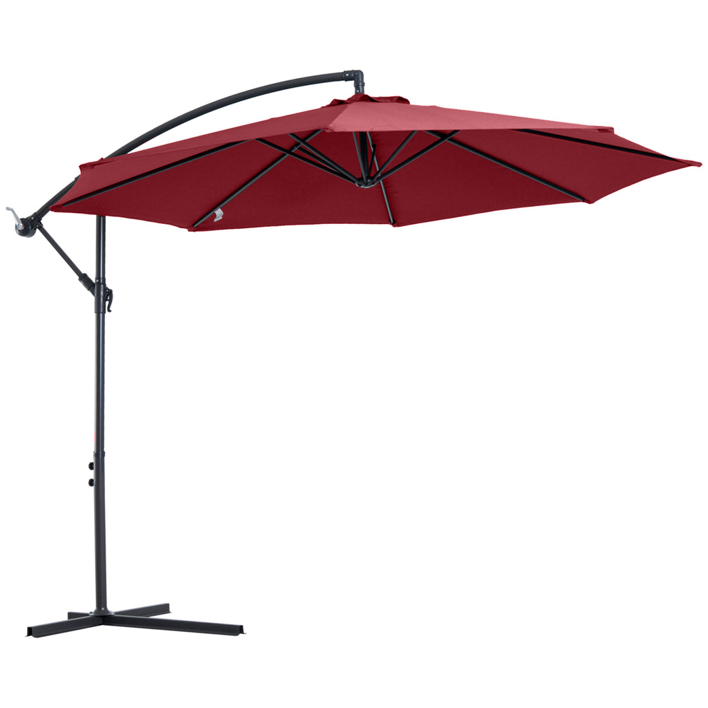 DodiOnline Cantilever Umbrella Parasol Hanging Banana Steel Dark Green 3M Patio Wine Red