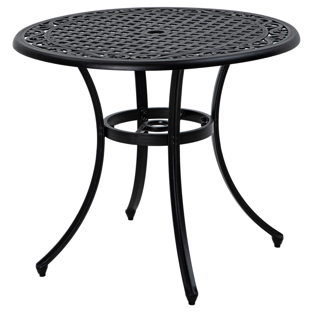 DodiOnline ?90cm Four-Seated Round Aluminium Garden Table, with Parasol Hole