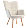 DodiOnline Modern Accent Chair, Upholstered Tufted Wingback Armchair with Seat Padding, Leisure Lounge Bedroom Chair with Wood Legs, Cream White