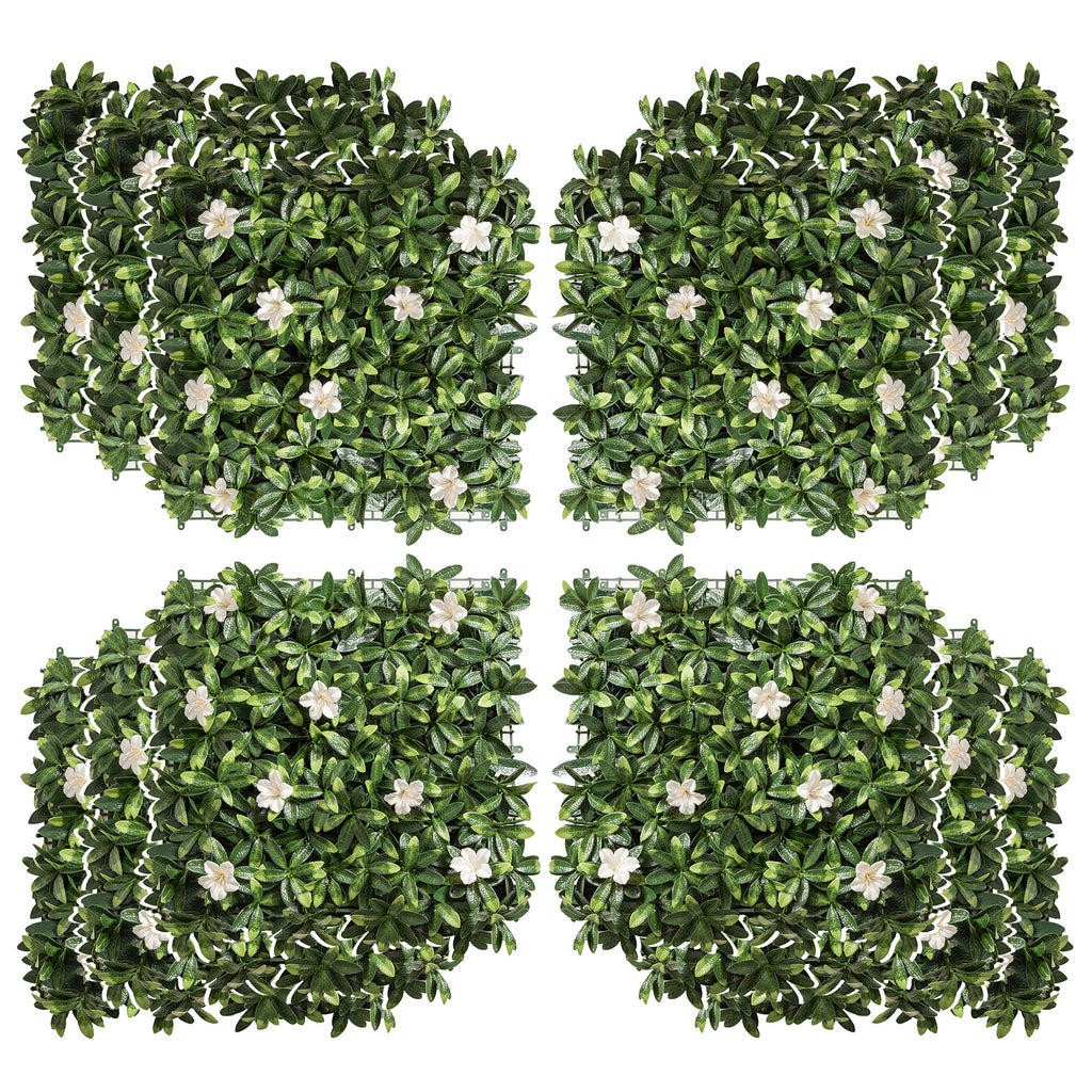 DodiOnline 12PCS Artificial Boxwood Wall Panels 50cm x 50cm Rhododendron Privacy Fence Screen Faux Hedge Greenery Backdrop for Home Garden Backyard Balcony