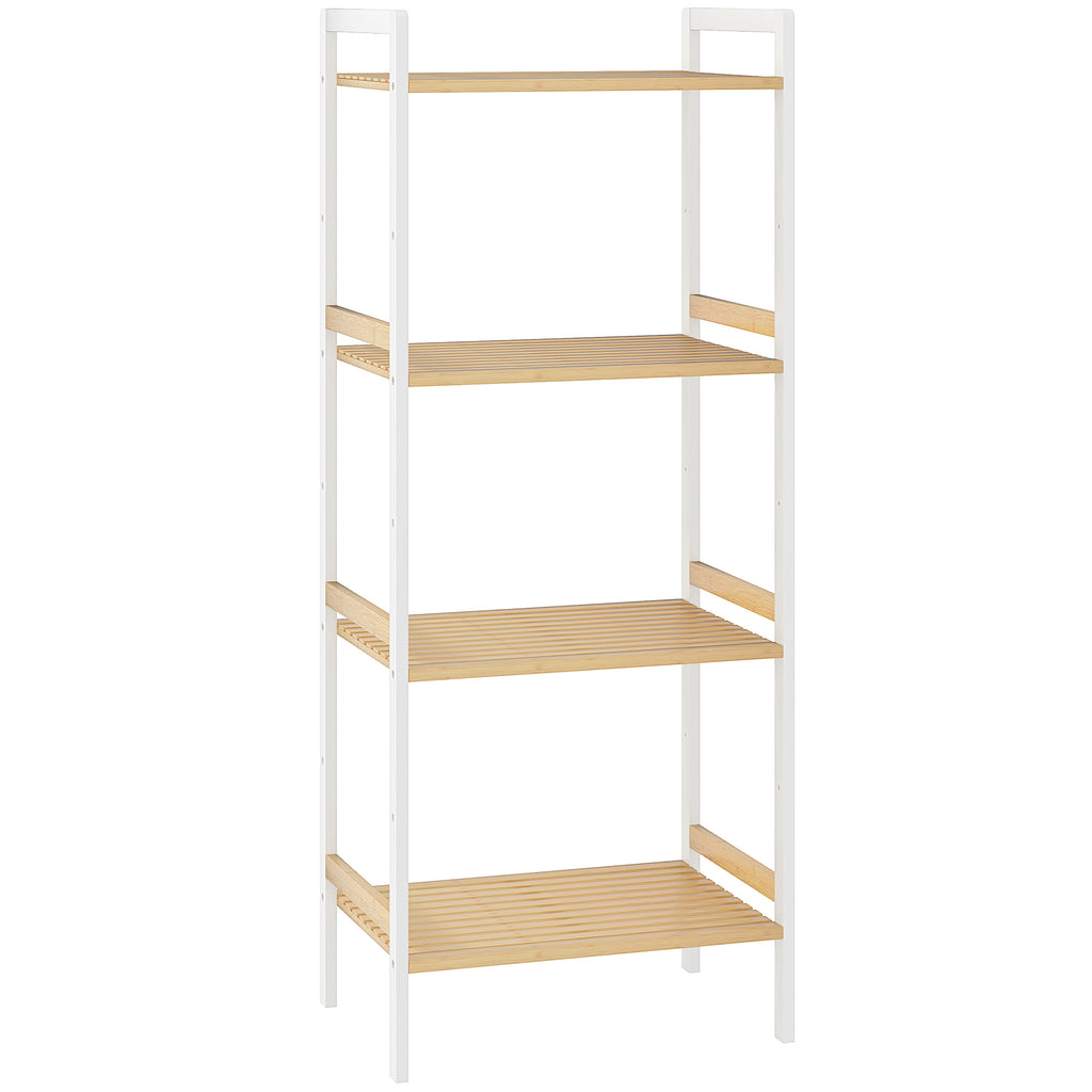 DodiOnline Four-Tier Bamboo Adjustable Shelf Storage Unit