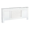 DodiOnline MDF Extendable Radiator Cover Cabinet Shelving Home Office Slatted Design White 139-208.5L x 20.5W x 82.5H cm