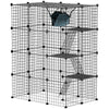 PawHut 4-Tier DIY Large Cat Cage with Hammock, Ramps, 5 Doors, Indoor Use for 1-3 Cats, Black