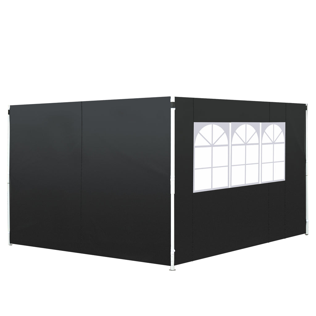 DodiOnline 3 Meters Gazebo Replaceable Exchangeable Side Panel Wall Panels Walls With Window, Black