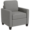 DodiOnline Modern Boxy Linen-Look Armchair - Light Grey