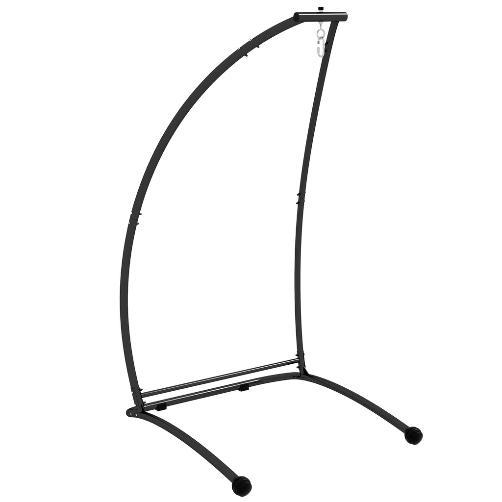 DodiOnline Hammock Chair Stand, C Shape Hanging Heavy Duty Metal Frame Hammock Stand for Hanging Hammock Air Porch Swing Chair, Indoor & Outdoor Use, Black