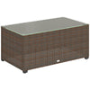 DodiOnline 90 x 50cm Glass-Top Rattan Side Table - Brown