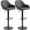 DodiOnline Bar Stools Set of 2, Height Adjustable Swivel Barstools, PU Leather Kitchen Stools with Backs, Armrests and Footrest for Home, Counter and Dining Room, Black