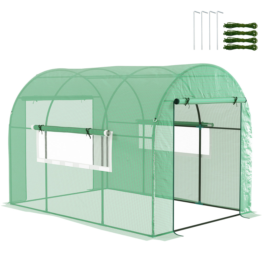 DodiOnline 300 x 200cm Walk-In Polytunnel Greenhouse - Green