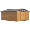 DodiOnline 13 x 11ft Metal Garden Shed, Outdoor Storage Tool House with Ventilation Slots, Foundation Kit and Lockable Double Doors, Yellow
