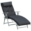 DodiOnline Steel Frame Outdoor Garden Padded Sun Lounger w/ Pillow Black