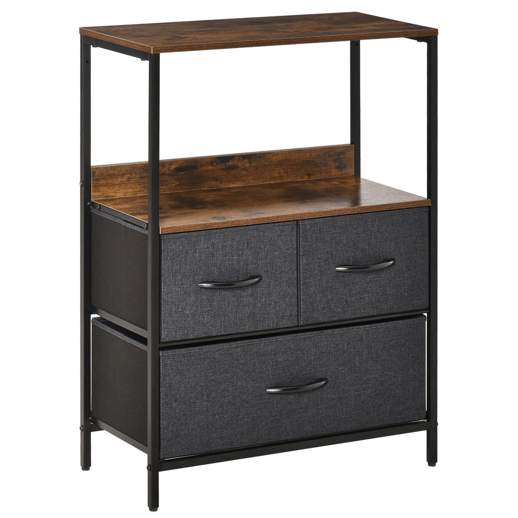 DodiOnline 3 Drawer Storage Chest Unit Home Cabinet w/ Shelves Home Living Room Bedroom Entryway Living Furniture, Black