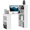 DodiOnline 120cm Modern Computer Desk Bookshelf Study Table Workstation PC Laptop Writing Home Office 6 Shelves, White