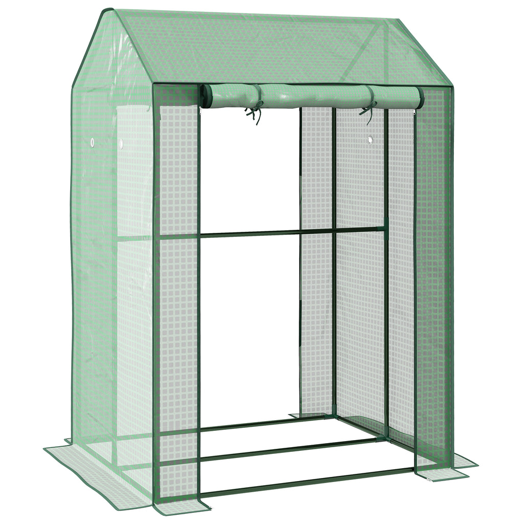 DodiOnline Green House, Mini Greenhouse with 2 Roll-up Doors, Vent Holes and Reinforced Cover, 100 x 80 x 150cm